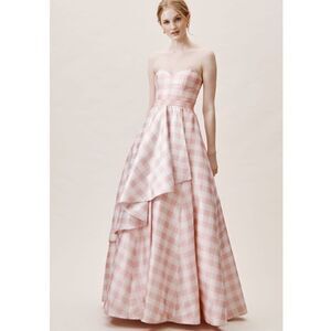 BHLDN Pink Plaid Maxi Dress